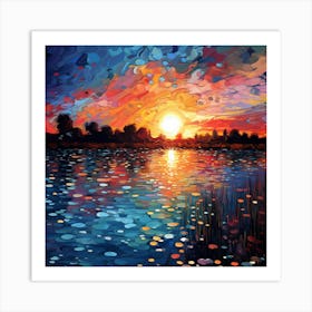 Sunset By The Lake 2 Art Print