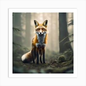 Red Fox In The Forest 40 Art Print