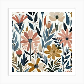 Floral Pattern Botanical Abstract Matisse Style Flowers Art Print Art Print