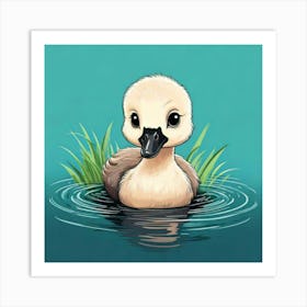 Duckling In Water Art Print