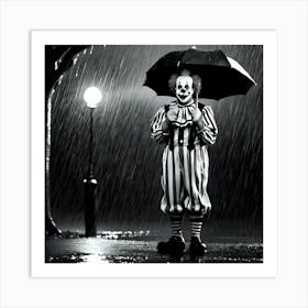 Clown In The Rain Art Print