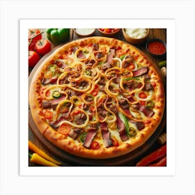 Large Pizza With Toppings Art Print