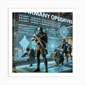 A Futuristic Sci Fi Scene Featuring Harmony Operatives Art Print