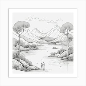 Landscape Drawing Art Print