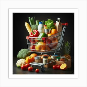 Shopping Cart Full Of Fruits And Vegetables 1 Art Print