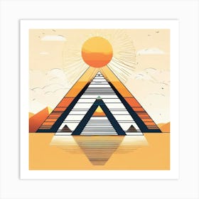 boho sun and egyptian Pyramids Art Print