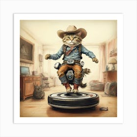 Cowboy Cat 2 Art Print