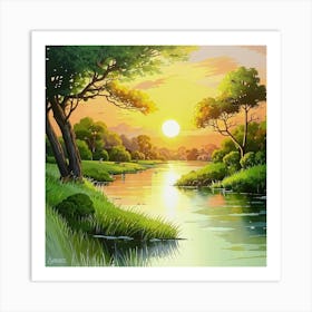 Sunset River Art Print