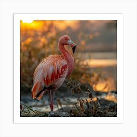 Flamingo At Sunset 5 Art Print