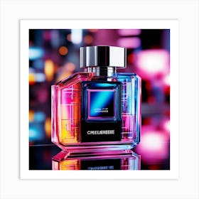 Perfume Bottle With Neon Lights 1 Art Print