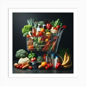 Shopping Cart Full Of Fruits And Vegetables 2 Art Print