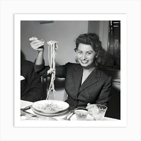 Sophia Loren Eating Spaghetti Art Print