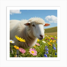 Sheep In A Meadow Art Print