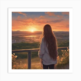 Sunset Girl Art Print