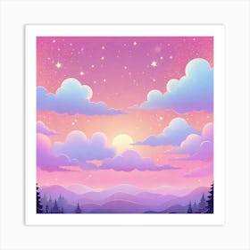 Sky With Twinkling Stars In Pastel Colors Square Composition 218 Art Print