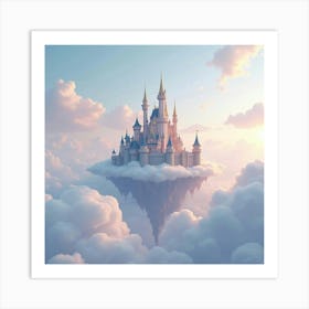 A Grand Castle Floating Among Clouds In A Pastel Sky 1 Art Print