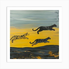 Leopards In Flight Art Print