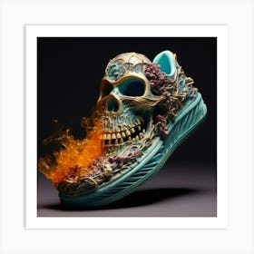 Skeleton On A Shoe Art Print