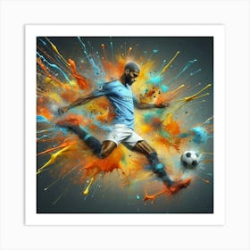 Soccer Player Kicking A Ball Art Print