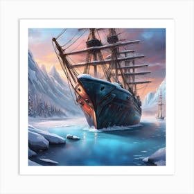 Ship In The Snow Art Print