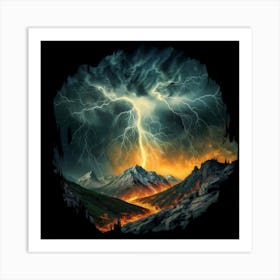 Impressive Lightning Strikes In A Strong Storm 14 Art Print