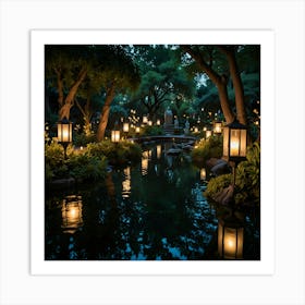 Garden At Night 3 Art Print