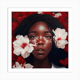 Black Woman With Flowers 3 Art Print