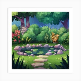 Pond In The Forest Art Print