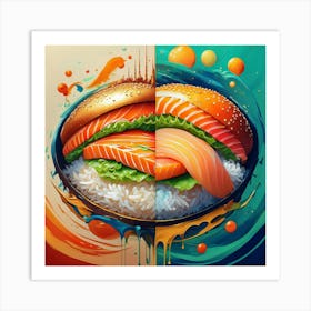 Salmon And Rice Art Print