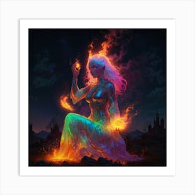 Mermaid In Fire Art Print