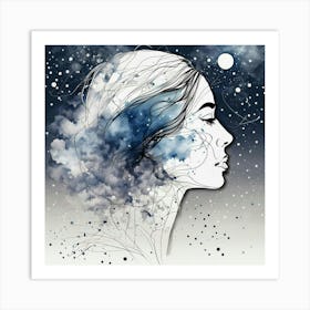 Night sky-stars on her mind Art Print