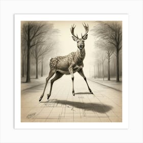 Deer In The Street Art Print