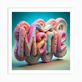 3d Render Of The Name Marie With Colorful Texture Art Print