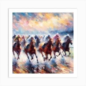 Horses Racing In The Rain 1 Art Print
