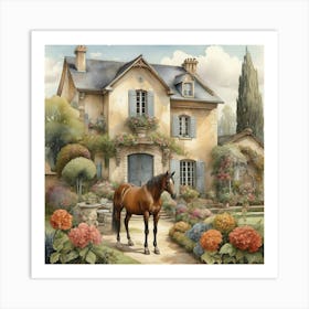 Horse In Front Of House art 3 Art Print