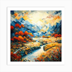 Hyperdetailed Fusion Stylized Cubist Landscape Infused Art Print