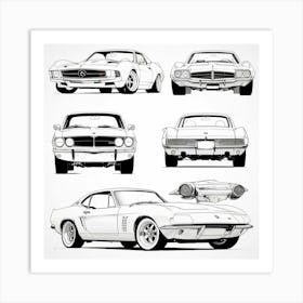 Classic Car Sketch Art Print