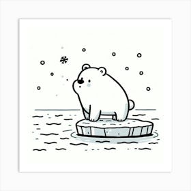 Line Art polar bear Art Print