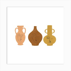 Three Vases With Faces Art Print