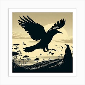 Crow In Flight Art Print