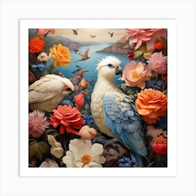 Birds In The Garden Art Print