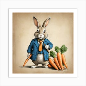 Rabbit With Carrots 24 Art Print