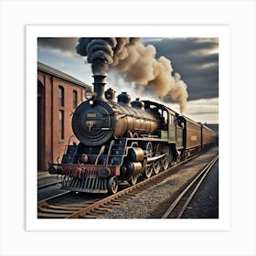 Steam Locomotive Created using Imagine AI Art Art Print