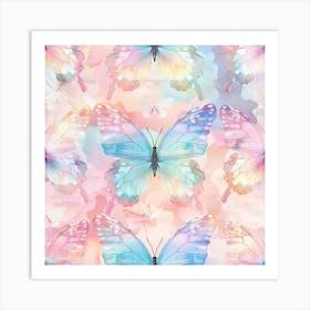 Watercolor Butterflies Seamless Pattern Art Print