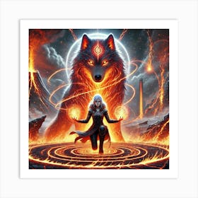 Kaida Elemental Bond With Yang Fire Wolf Art Print