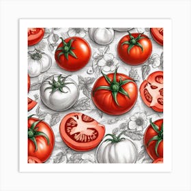 Seamless Pattern With Tomatoes Art Print