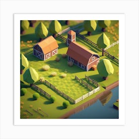 Low Poly Farm 6 Art Print