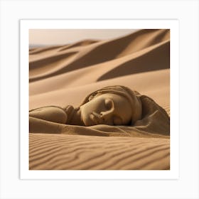 Sand Sculpture of sleeping lady Art Print