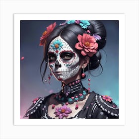 Female sugar skull 1 Art Print