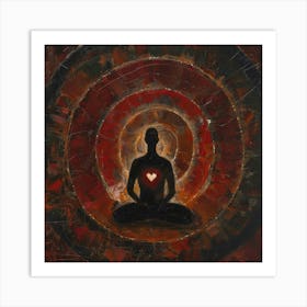 Meditating Man With Heart Art Print